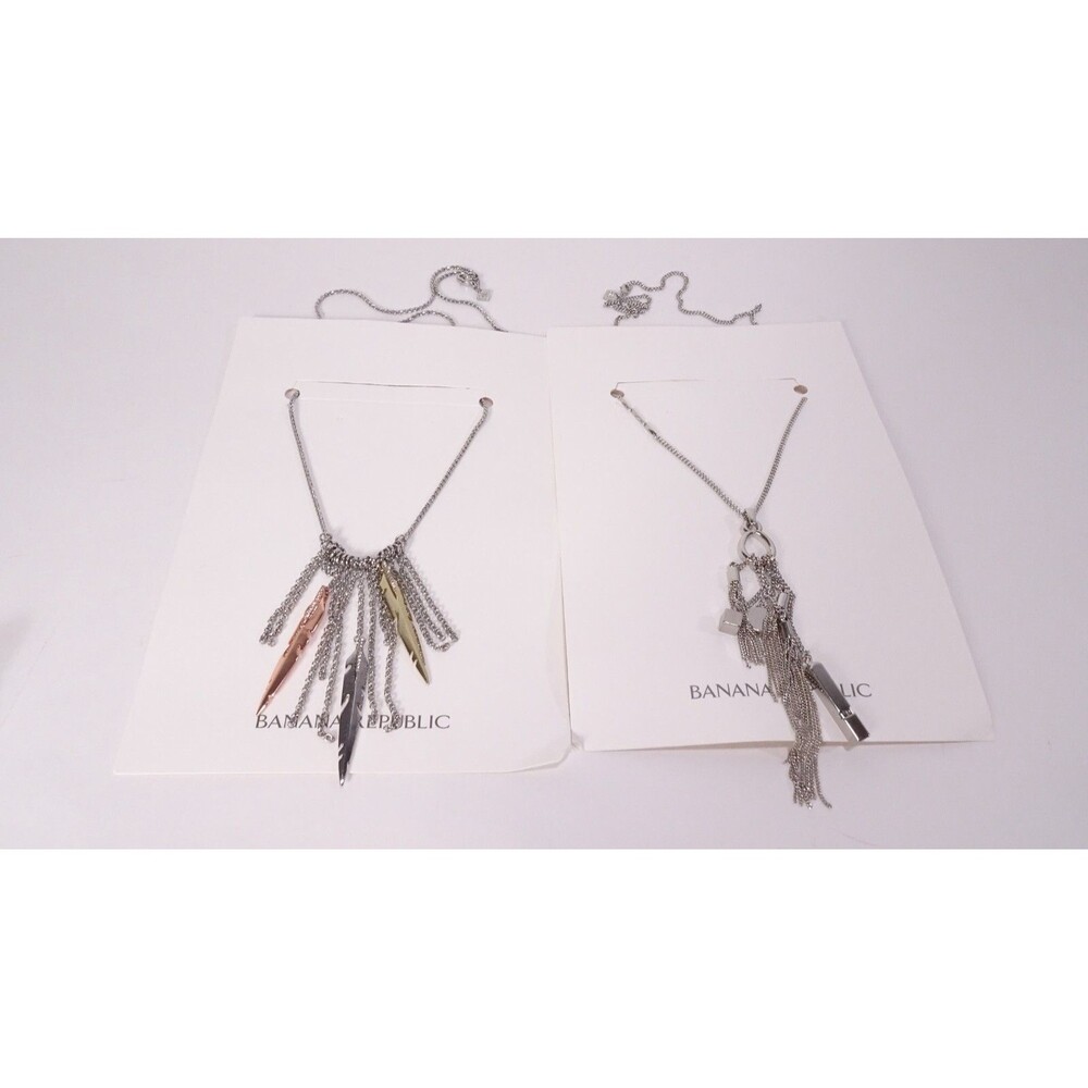 Banana Republic Women's Tri Color Leaf and Whistle Pendant Necklace 68 each set